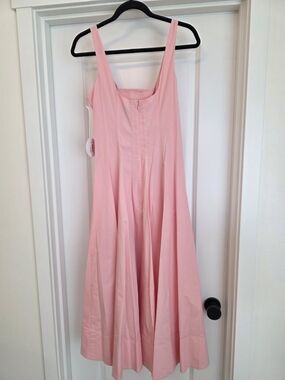 STAUD Soft Pink Sleeveless Midi A-Line Dress
